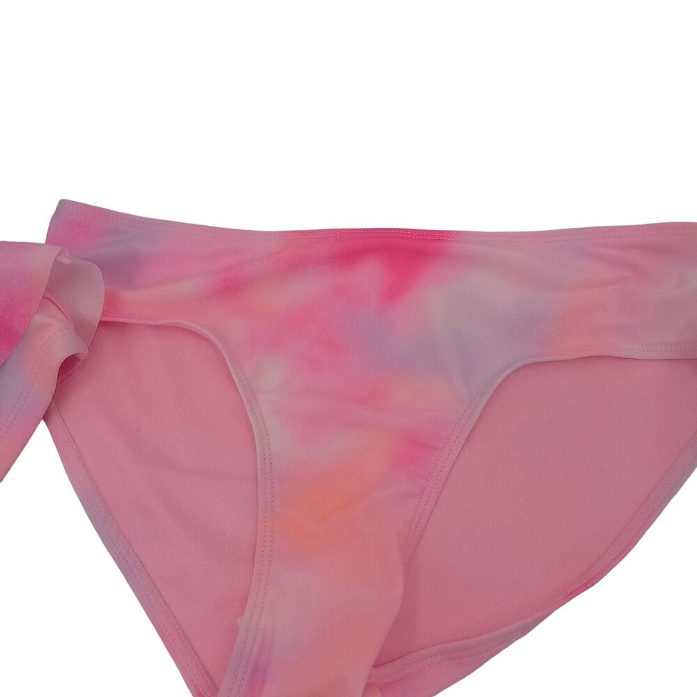 New Justice Girls Pink 2 Piece Bikini Size XL 16 18 Asymmetrical Ruffle Tie Dye - Picture 6 of 12